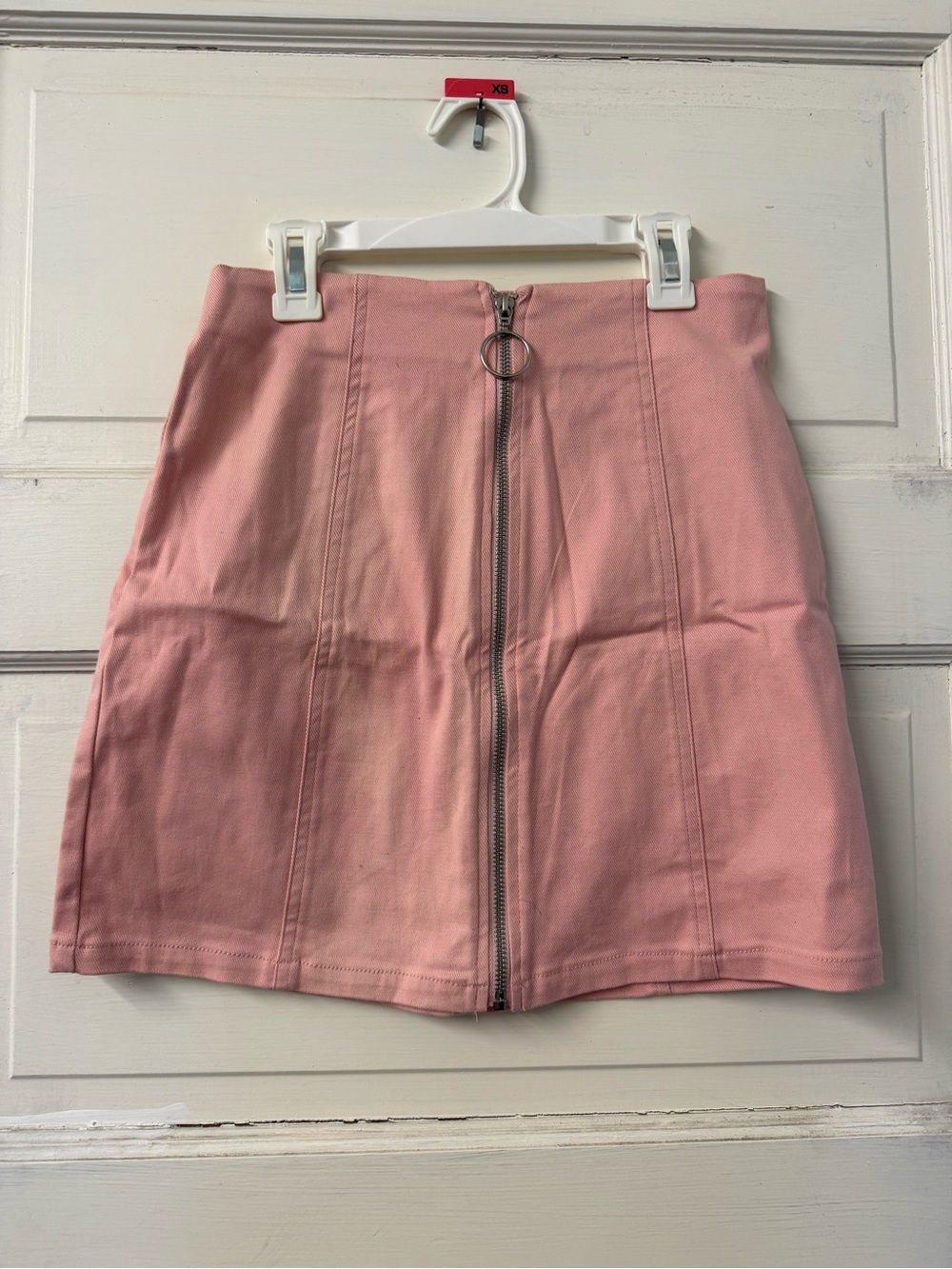 Alya Pink Zip-Front Mini Skirt with Ring Pull